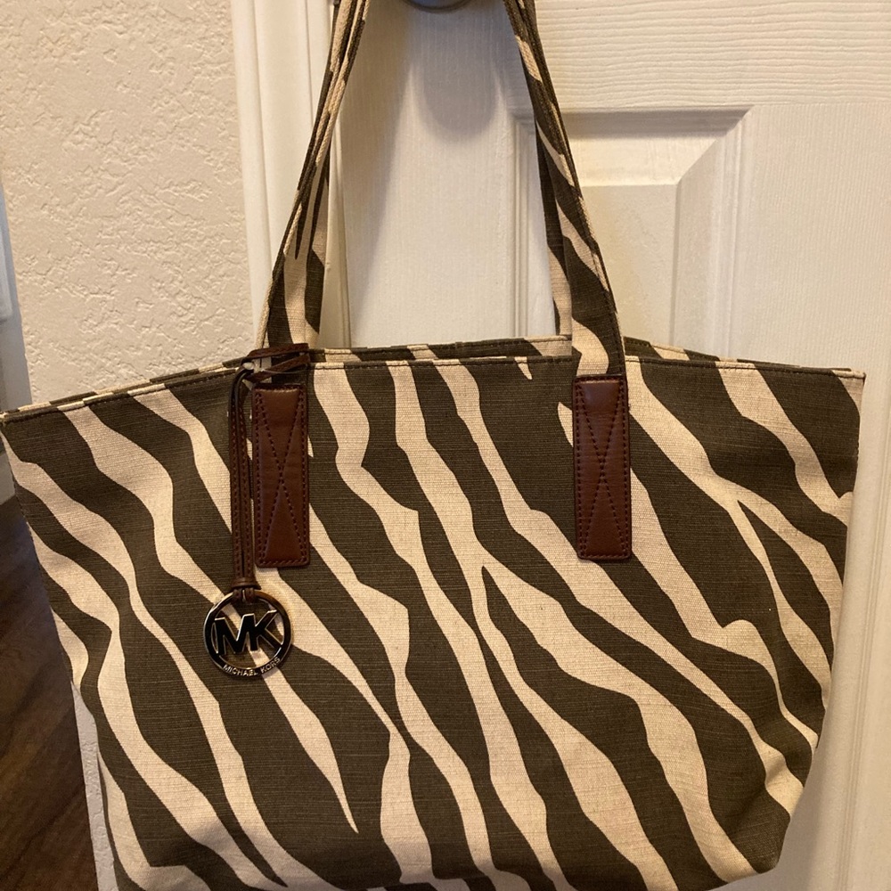 Michael Kors brown zebra print tote